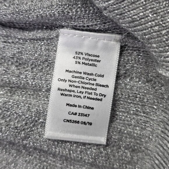Talbots Plus Cardigan Sweater Womens 2X Gray Open Ribbed Metallic Knit Party - Picture 11 of 12